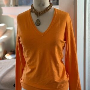 Fairway & Greene Orange V-Neck Sweater with Tailored Fit